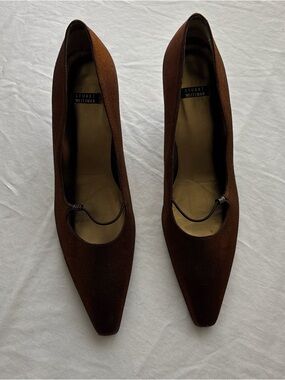 Stuart Weitzman Bronze Metallic Pointed-Toe Pumps